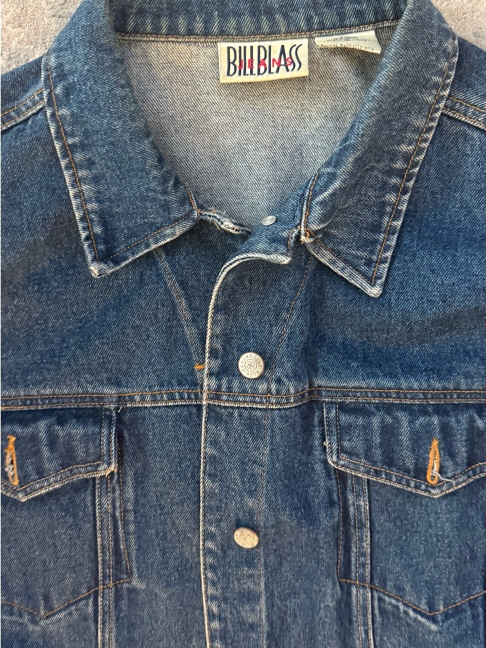 Vintage Bill Blass Denim Jacket Mens Size L Blue Trucker Style - Picture 2 of 5